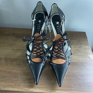 George Black and Tan Lace-Up Heels